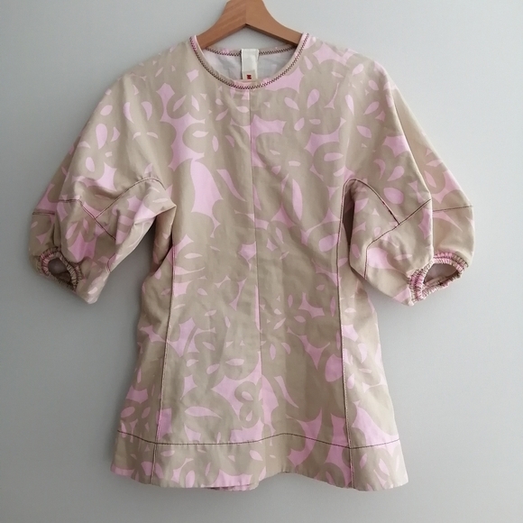 Marni Resort 2019 Cotton and Linen Blouse with Balloon Puff Sleeves 40 IT | 4 US - Picture 3 of 17